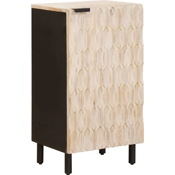 vidaXL Sideboard Hvid Vask Finish 40 x 33 x 75 cm, Massivt Mangotræ