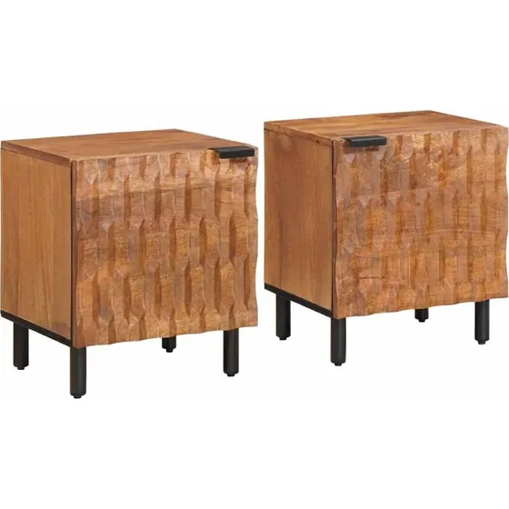 vidaXL Natskab 2 stk Brun 40 x 33 x 46 cm Massivt mangotræ