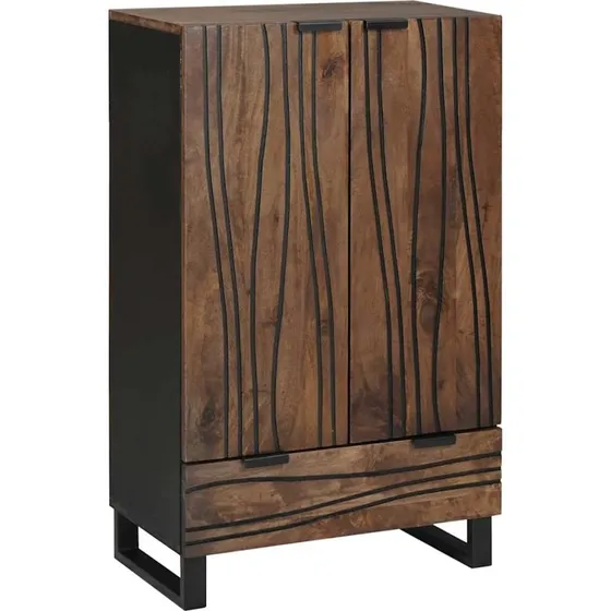 vidaXL Højskab Brun 60x33x100 cm Massivt Mangotræ med Skuffe