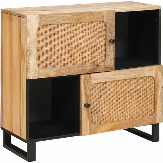 vidaXL Sideboard med opbevaring, Brun, 80 x 33 x 75 cm, Massivt mangotræ