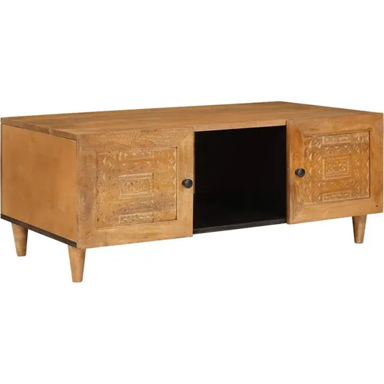 vidaXL Sofabord med hylde, Lysebrun, 100 x 54 x 40 cm, Massivt akacietræ