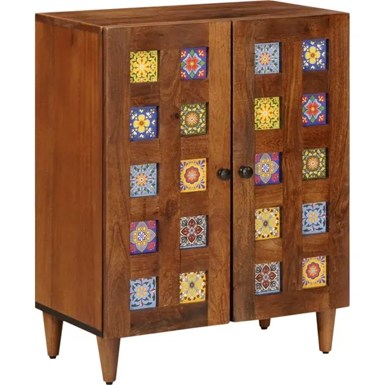 vidaXL Sideboard Valnød 60 x 33 x 75 cm, Massivt Mangotræ