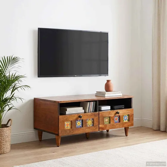 vidaXL TV-skab med skuffe, Valnød, 70 x 33 x 46 cm, massivt mangotræ