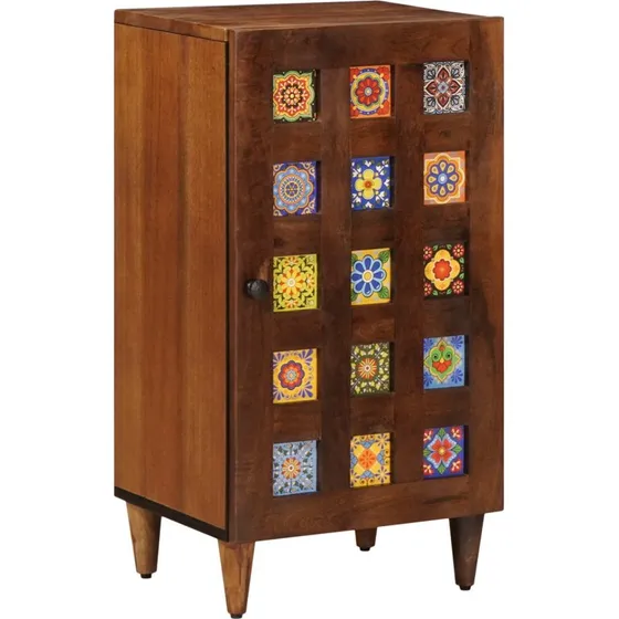 vidaXL Sideboard med dør, Valnød, 40 x 33 x 75 cm, massivt mangotræ