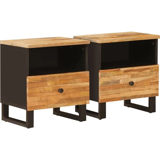 vidaXL Sengekabinett 2 stk, Brun, 40 x 33 x 46 cm, Massivt Mangotræ