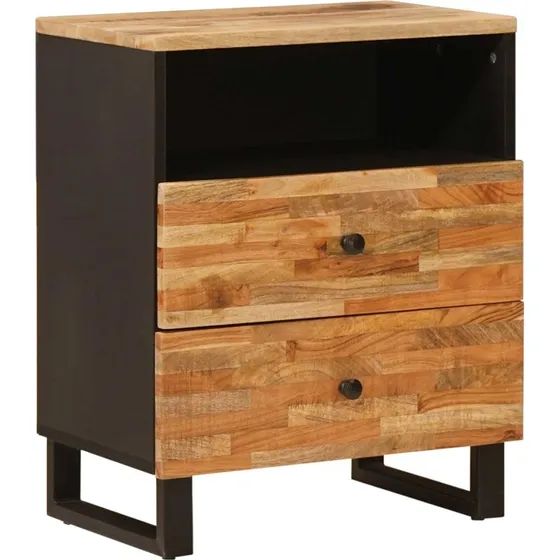 vidaXL Sengekabinett med skuffe Brun 50x33x62 cm, massivt mangotræ