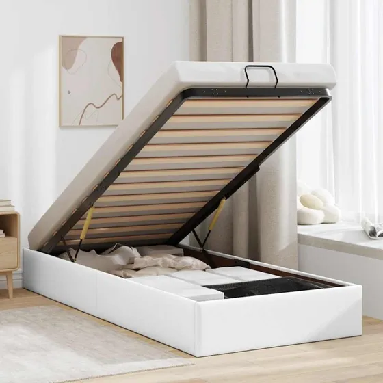 vidaXL Osmannisk Sengeramme 90x200 cm Hvid Kunstlæder