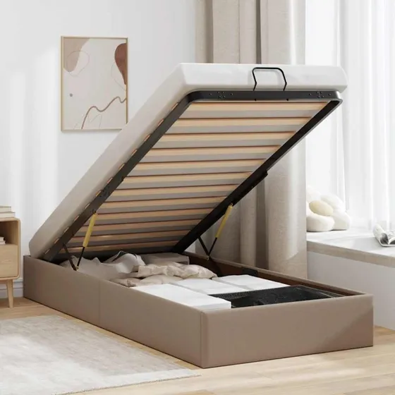 vidaXL Osmannisk sengeramme 90x200 cm kunstlæder cappucino
