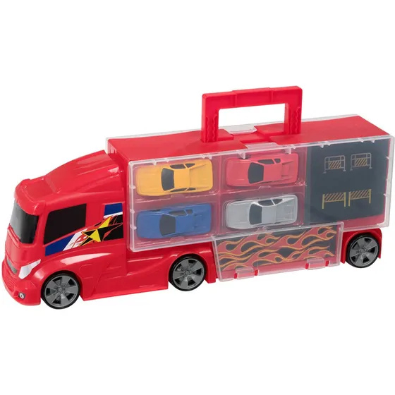 Teamsterz Truck Carry Case 34 cm – lastbil med 4 metalbiler