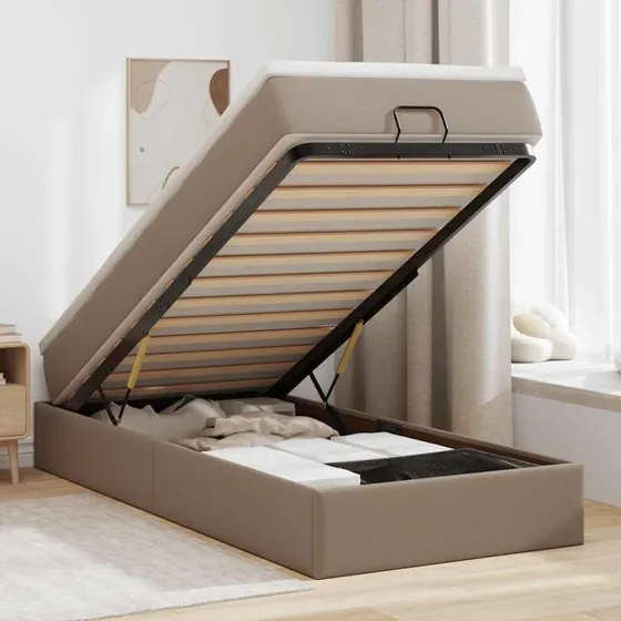 vidaXL Osmannisk sengeramme med madras 90x200 cm kunstlæder