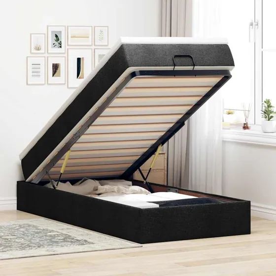 vidaXL Osmannisk sengeramme med madras 80x200 cm sort