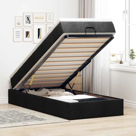vidaXL Osmannisk sengeramme med madras 90x190 cm sort