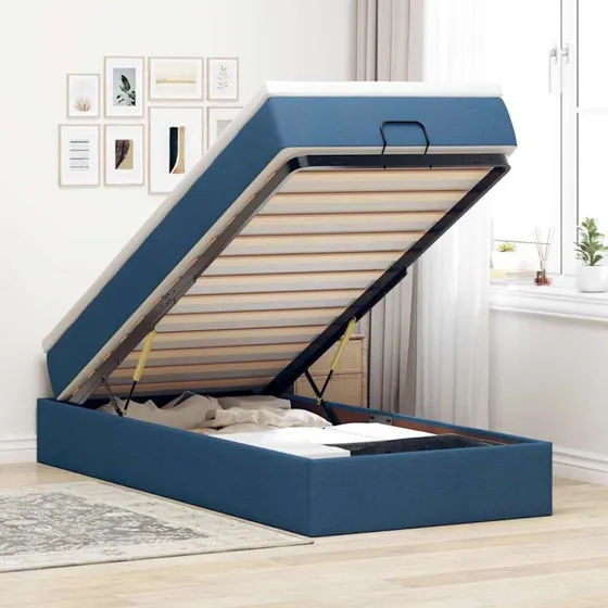 vidaXL Osmannisk sengeramme med madras 90x190 cm blå