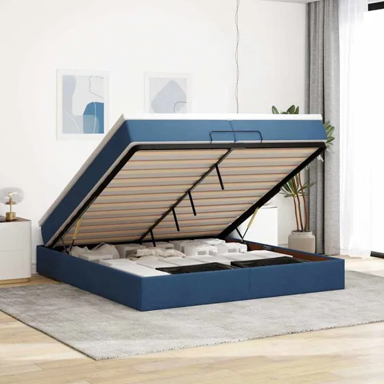 vidaXL Osmannisk Sengeramme med Madrasser 200x200 cm, Blå