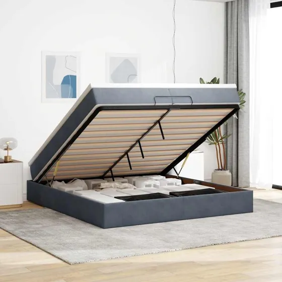 vidaXL Osmannisk Sengeramme 200x200 cm med Fløjl Madras, Mørkegrå