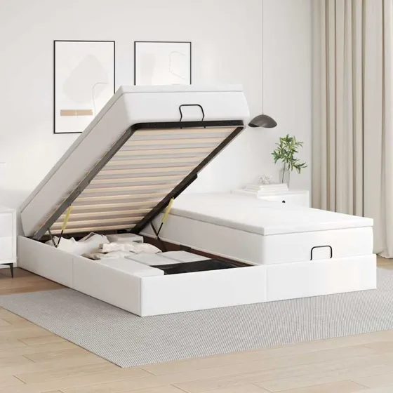 vidaXL Osmannisk sengeramme 200x200 cm kunstlæder hvid