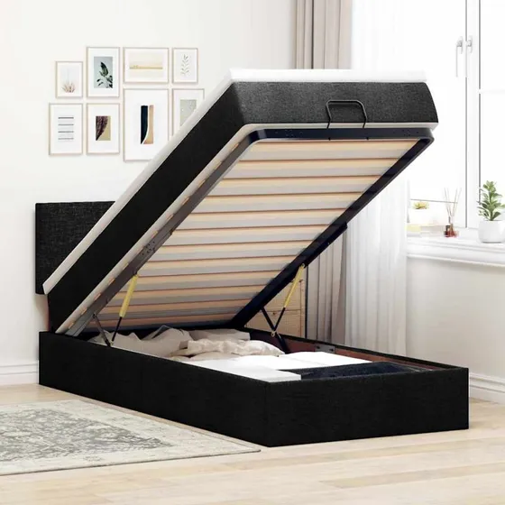 vidaXL Osmannisk sengeramme med madras 90x190 cm sort