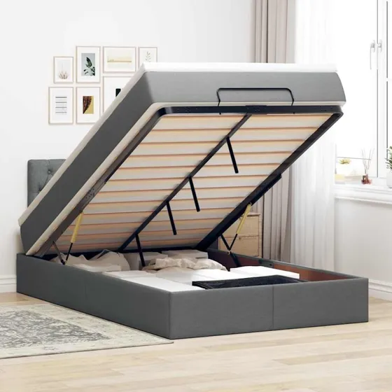 vidaXL ottoman seng 120x190 cm mørkegrå med pocketfjedre