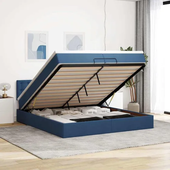 vidaXL Osmannisk Sengeramme med Madras 200x200 cm Blå