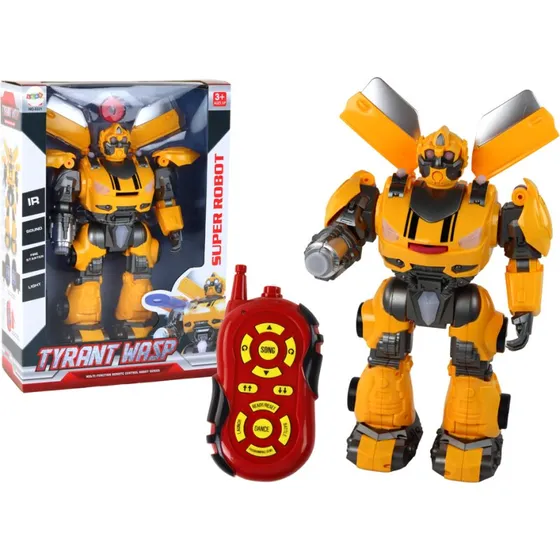 Fjernstyret R/C-robot stor, gul med lys og lyd