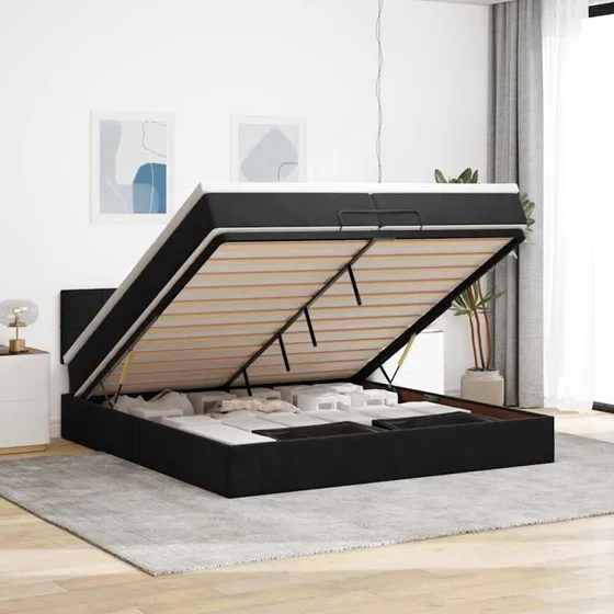 vidaXL Osmannisk sengeramme 200x200 cm med fløjlsmadras, sort