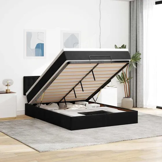 vidaXL Osmannisk Sengeramme med Madras 140x190 cm, Sort Fløjl