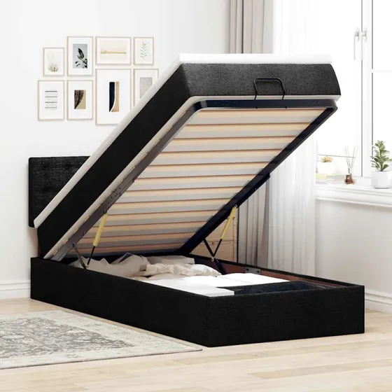 vidaXL ottoman seng 80x200 cm sort med madras & LEDs