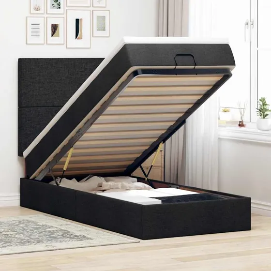 vidaXL ottoman seng med madras 100x200 cm sort