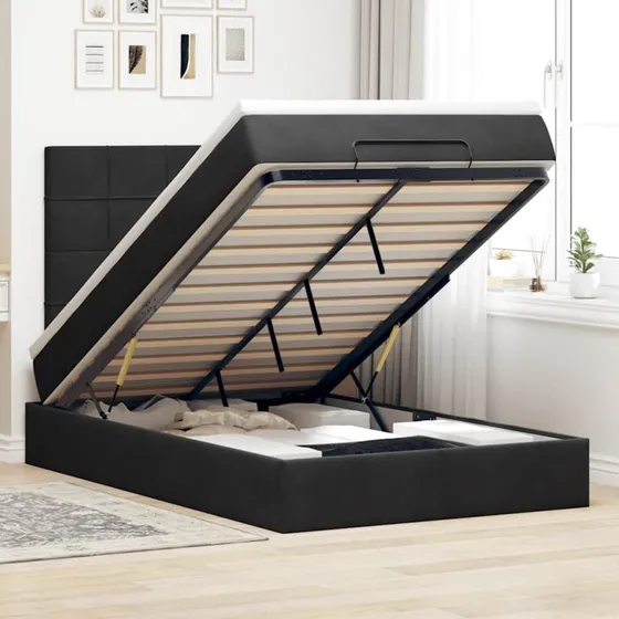 vidaXL Osmannisk sengeramme 120x190 cm med fløjlsmadrasser, sort