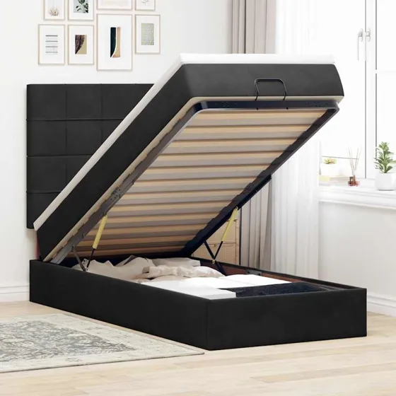 vidaXL Osmannisk Sengeramme med Madrasser 80x200 cm Fløjl Sort