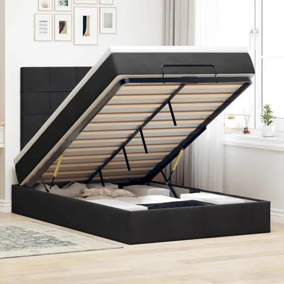 vidaXL Osmannisk sengeramme 120x190 cm med fløjlsmadrasser, sort