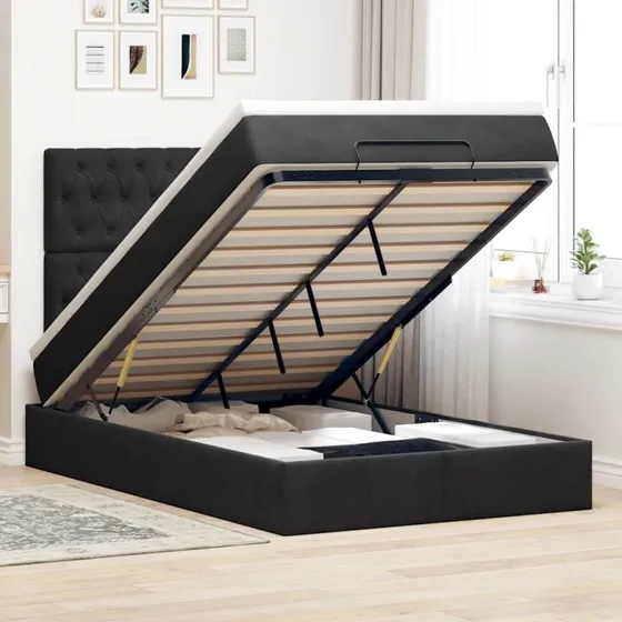 vidaXL Osmannisk sengeramme med madrasser 120x190 cm, fløjl sort