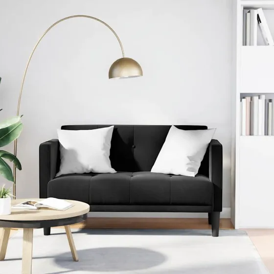 vidaXL Elskovssofa 111 cm fløjl sort