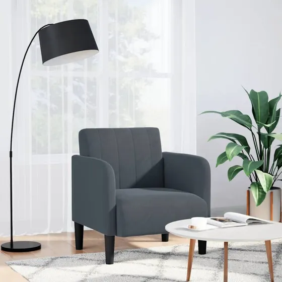 vidaXL Sofastol med Armlæn 54 cm, Mørkegrå, Fløjl