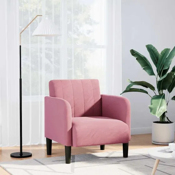 vidaXL Sofastol med armlæn 54 cm, fløjl, lyserød
