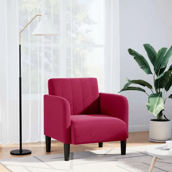 vidaXL Sofastol med armlæn 54 cm fløjl vinrød