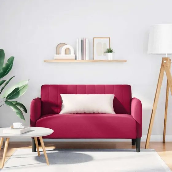 vidaXL Elskovssofa 109 cm fløjl vinrød