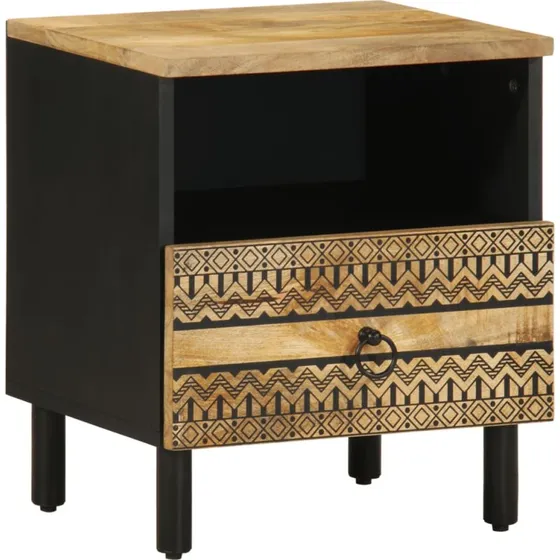 vidaXL Sengebord 40x33x46 cm massivt ru mangotræ sort