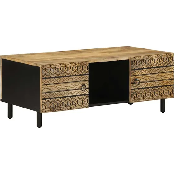 Sofabord 100x54x40 cm i Massivt Ru Mangotræ, Sort