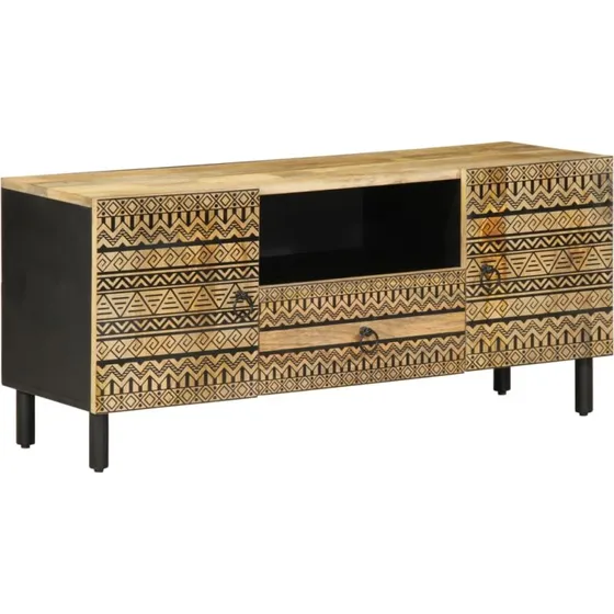 Mangotræ Tv-Bord 105x33,5x46 cm Sort