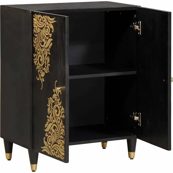 vidaXL Sideboard Sort 60x33x75 cm Massivt Mangotræ