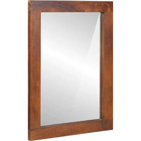 vidaXL Spejl Brun og Sølv 50 x 70 cm Mango Træ og Glas