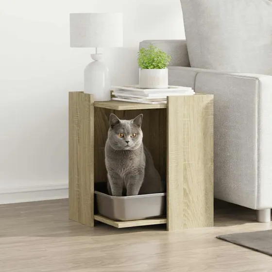 vidaXL Toiletskjuler Kattebakke 42x42x51 cm Konstrueret Træ Sonoma-Ege