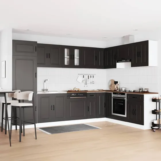 vidaXL Køkkenskab Kalmar 2-del 80x46x81,5 cm Sort Konstrueret Træ