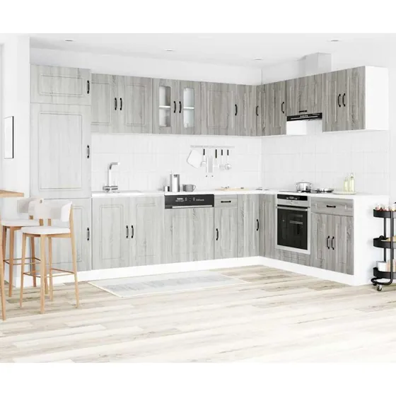 vidaXL Køkkenskab Kalmar 2-del Grå 80x46x81,5 cm Konstrueret Træ