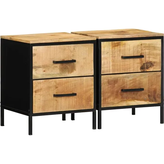 vidaXL Natskab 2 stk Brun og Sort 40 x 35 x 50 cm Massivt Mangotræ