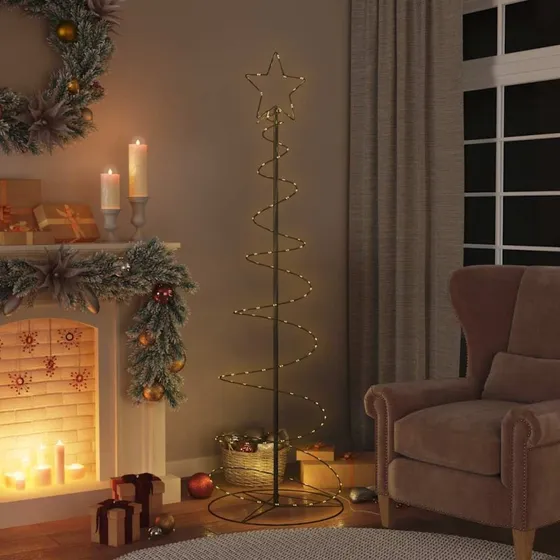 vidaXL LED-juletræ 180 cm varmt hvidt lys med 8 lyseffekter