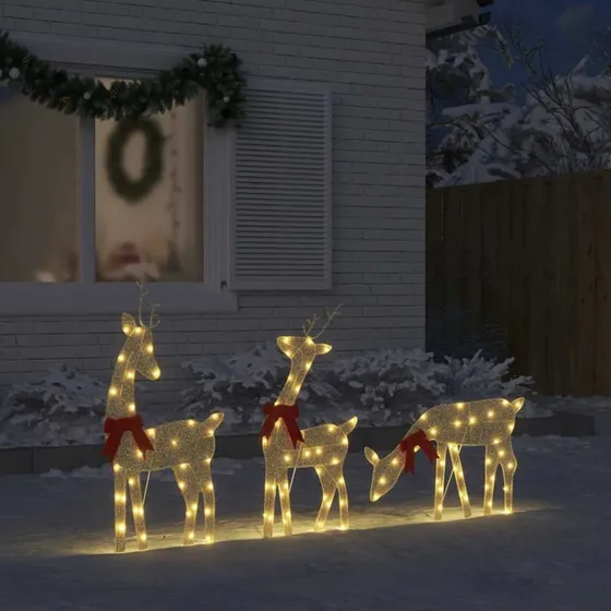 vidaXL juledekoration rensdyr 3 stk, 90 LED'er, varm hvid