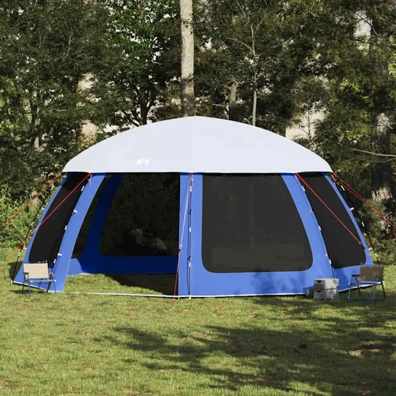 vidaXL Pooltelt 612x612 cm azurblå med aftagelig flue og netvægge
