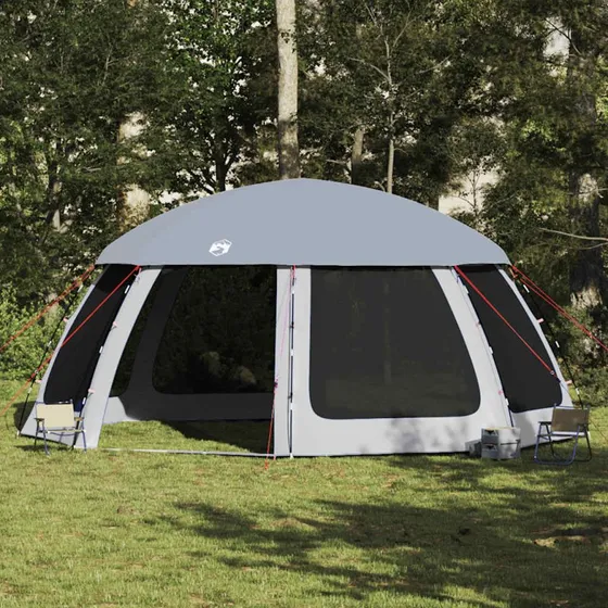 vidaXL Pooltelt 612x612 cm med aftagelig flue og netvægge, grå